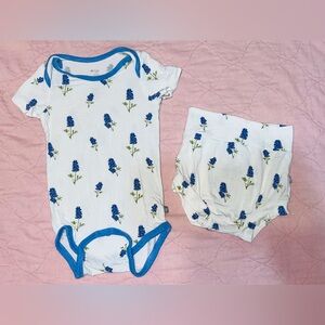 Periwinkle blue bonnet Kyte BABY onesie/bummie set